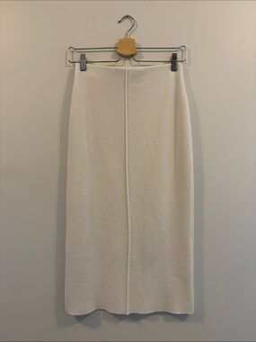 Zara Off-White Textured Midi Skirt